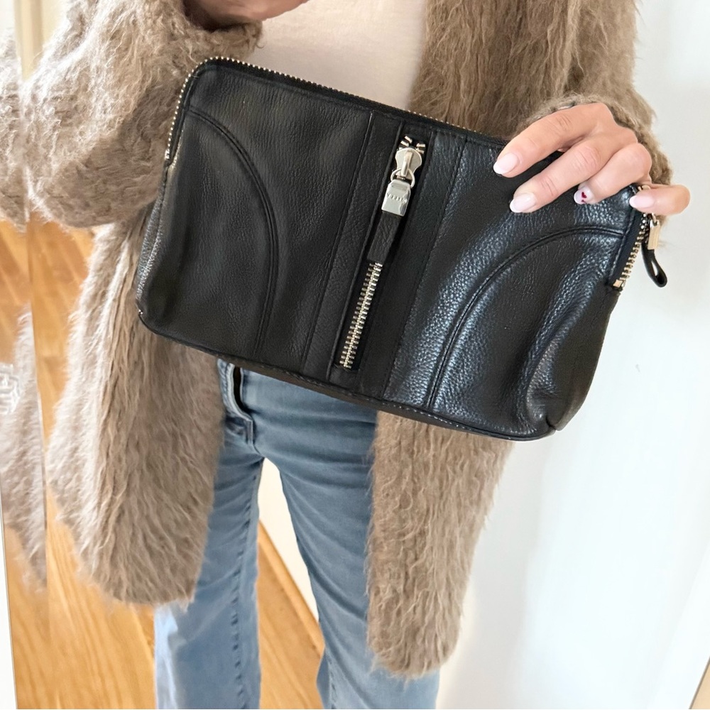 Milly “Aster” Black Pebbled Leather Clutch | NWOT